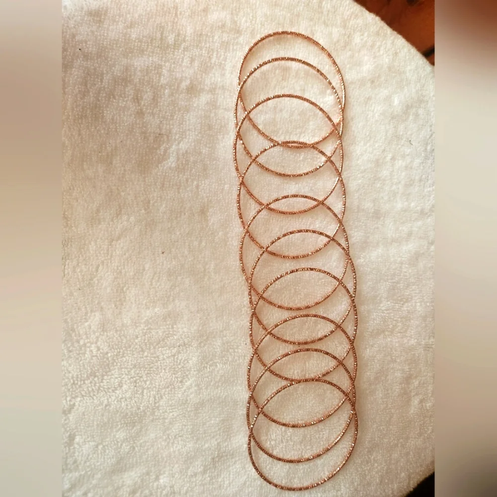 Elegant Rose Gold Bangle Set- A Set Of 10- Gorgeous - Picture 2 of 6
